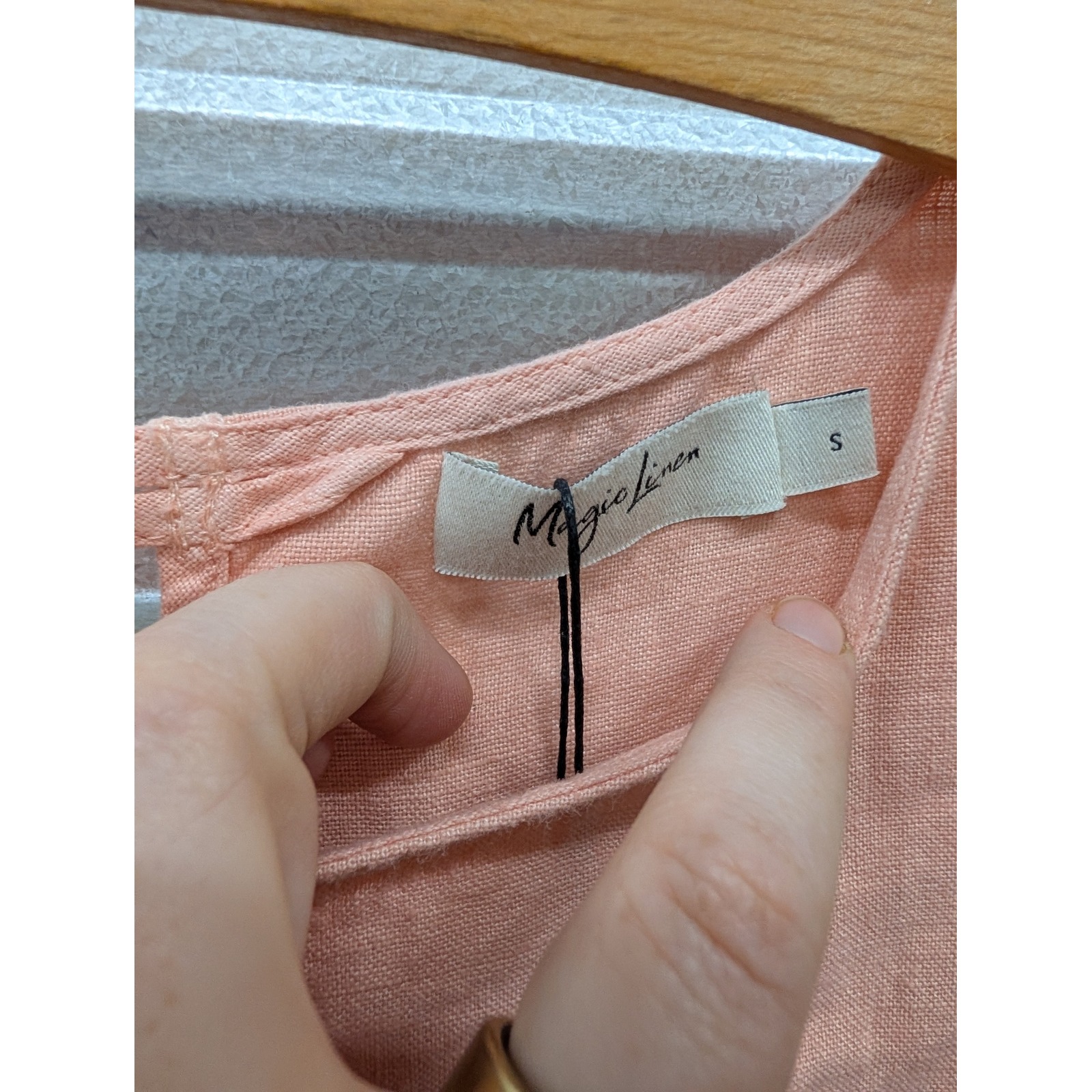 Magiclinen Nwt Toscana High-Low Linen Dress Woodrose Pink Sleeveless Shift- S — image 5 of 8